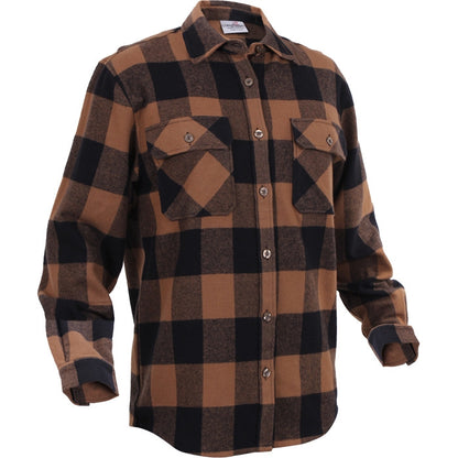 Brown  Black - Buffalo Plaid Extra Heavyweight Brawny Flannel Shirt