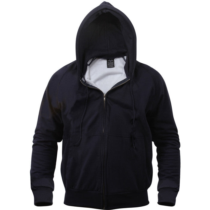 Navy - Thermal-Lined Full Zip Hooded Sweatshirt Heayweight Hoodie