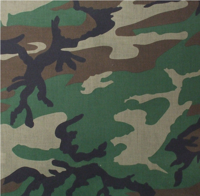 Woodland Camouflage - Military Jumbo Bandana 27 in. x 27 in.