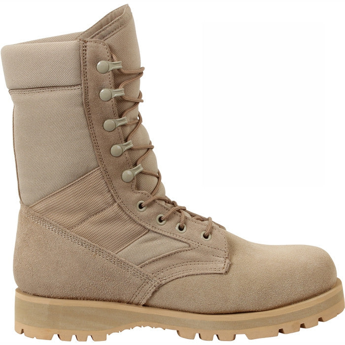 Desert Tan Sierra Lug Sole Military Desert Boots - 8 Inch Leather & Cordura Tactical Combat Boots