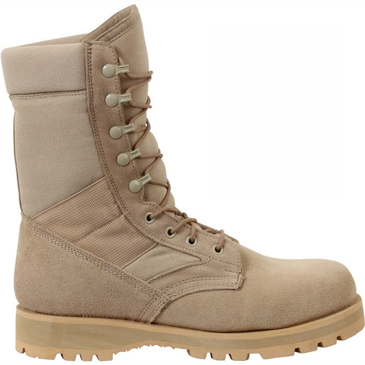 Desert Tan Sierra Lug Sole Military Desert Boots - 8 Inch Leather & Cordura Tactical Combat Boots