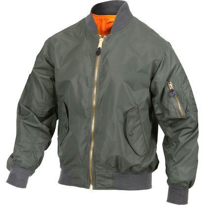 Sage Green - Lightweight Air Force MA-1 Bomber Flight Jacket - Enhanced Nylon - Men's