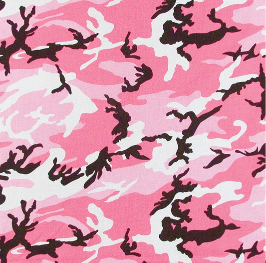 Pink Camouflage - Tactical Bandana, 100% Cotton, 22" x 22"