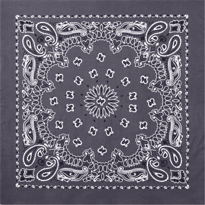 Grey - Jumbo Trainmen Paisley Bandana, 100% Cotton, 27" x 27"