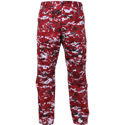 Red Digital Camouflage - Tactical BDU Pants Cargo Fatigues - Poly/Cotton Twill - Button Fly