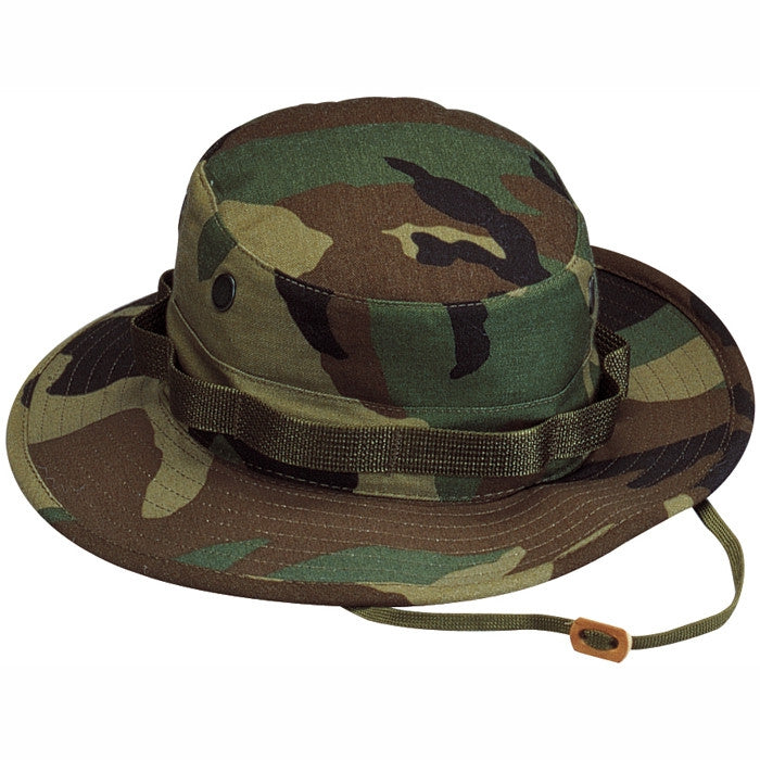 Woodland Camouflage - Tactical Army Military Boonie Bucket Hat - Polyester Cotton
