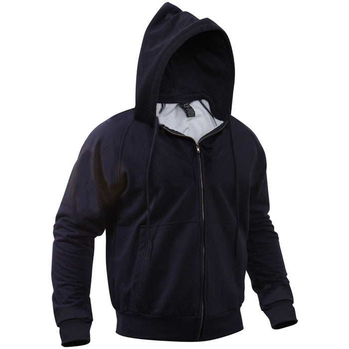 Navy - Thermal-Lined Full Zip Hooded Sweatshirt Heayweight Hoodie