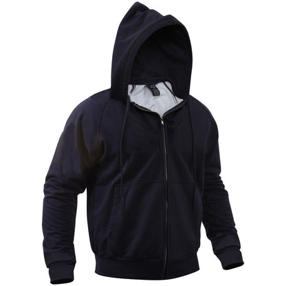 Navy - Thermal-Lined Full Zip Hooded Sweatshirt Heayweight Hoodie