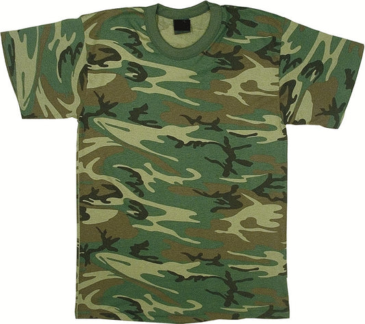 Woodland Camo - Tactical Heavyweight Short Sleeve T-Shirt - Youth