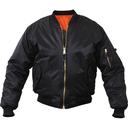 Black - Air Force MA-1 Bomber Flight Jacket with CCW Concealed Carry Gun Pockets
