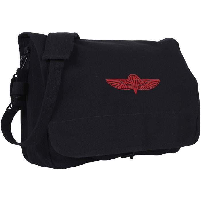 Black - Israeli Paratrooper Emblem Shoulder Messenger Bag