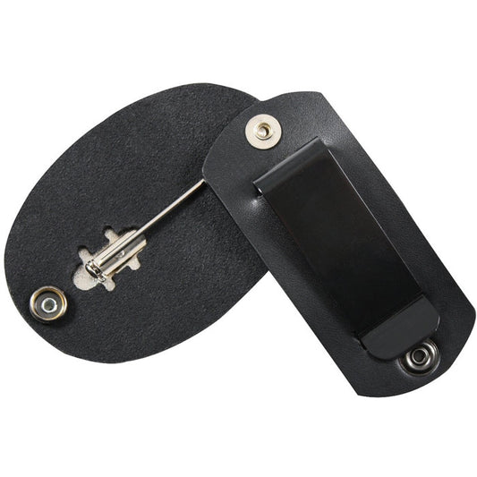 Black - Clip On Badge Holder with Swivel Snap, for Law Enforcement Shield Badge
