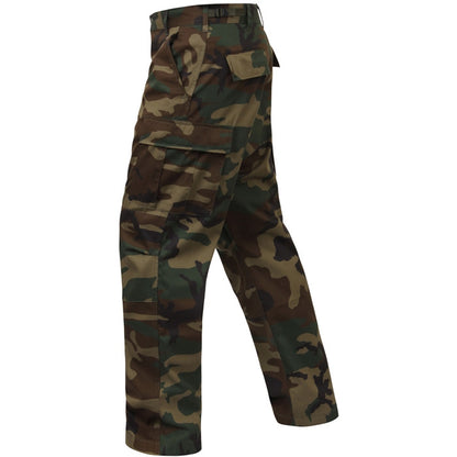 Woodland Camouflage - Tactical BDU Pants Cargo Fatigues - Poly/Cotton Twill - Zipper Fly