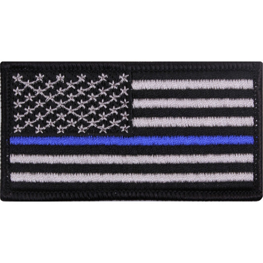 US Thin Blue Line Flag American Flag Iron-On Patch 1 7/8" x 3 3/8"