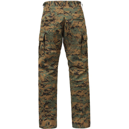 Woodland Digital Camouflage - Tactical BDU Pants Cargo Fatigues - Poly/Cotton Twill - Button Fly