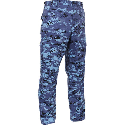 Sky Blue Digital Camouflage - Tactical BDU Pants Cargo Fatigues - Poly/Cotton Twill - Button Fly