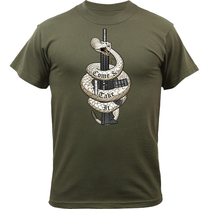 Olive Drab – “Come and Take It” Tactical T-Shirt | Molon Labe Military Graphic Tee
