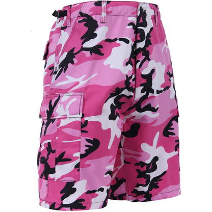 Pink Camouflage - Tactical Cargo BDU Shorts - Polyester Cotton Twill - Button Fly