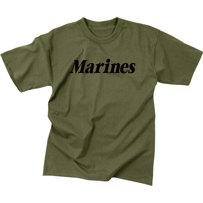 Olive Drab - MARINES Physical Training USMC PT T-Shirt, 100% Cotton