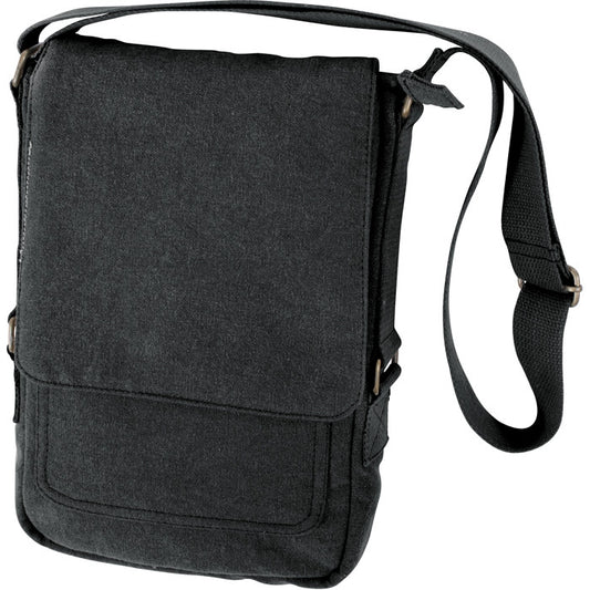 Black - Tactical Tablet Tech Shoulder Bag - Vintage Cotton Canvas