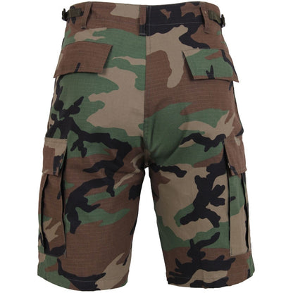 Woodland Camouflage - Tactical Cargo BDU Shorts - Cotton Rip-Stop - Button Fly
