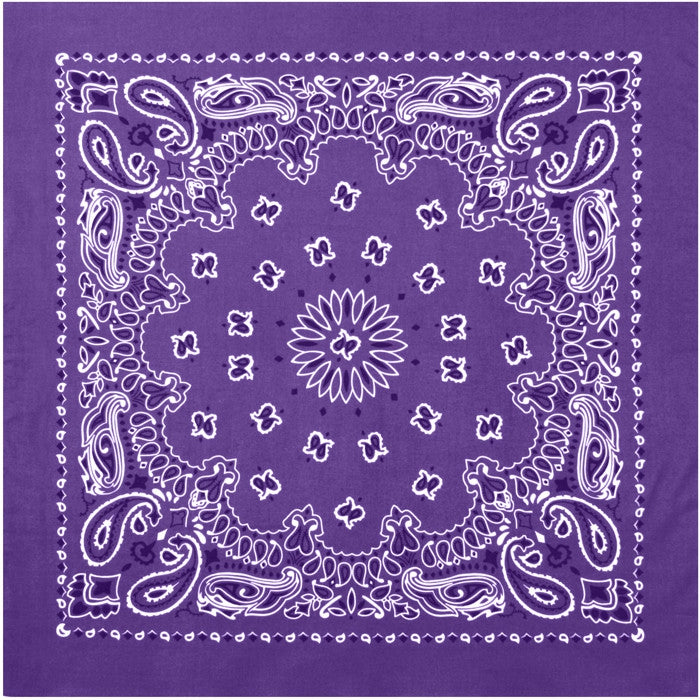 Purple - Jumbo Trainmen Paisley Bandana, 100% Cotton, 27" x 27"