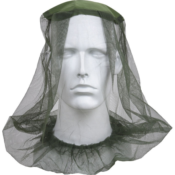 Olive Drab - Mosquito Head Net - Full Face & Neck Cover - Fine Mesh