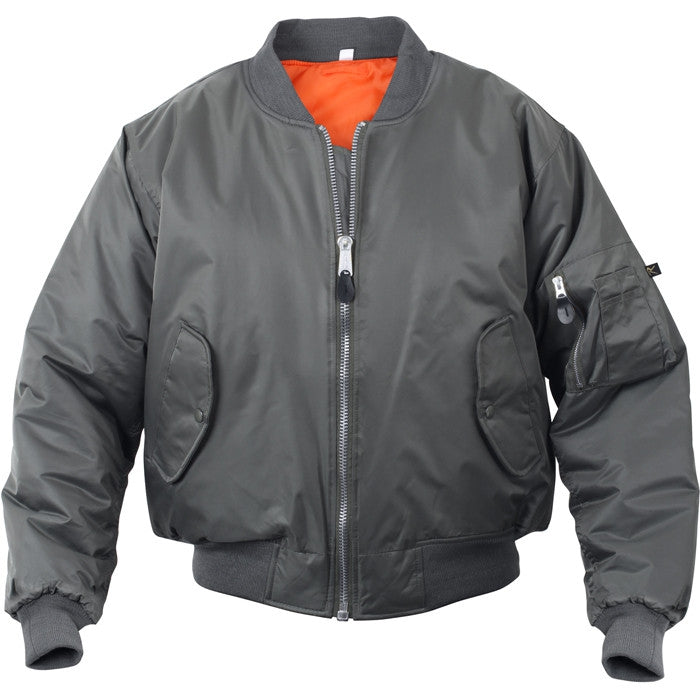 Gunmetal Grey - Air Force MA-1 Flight Jacket Bomber US Military Style Reversible Coat