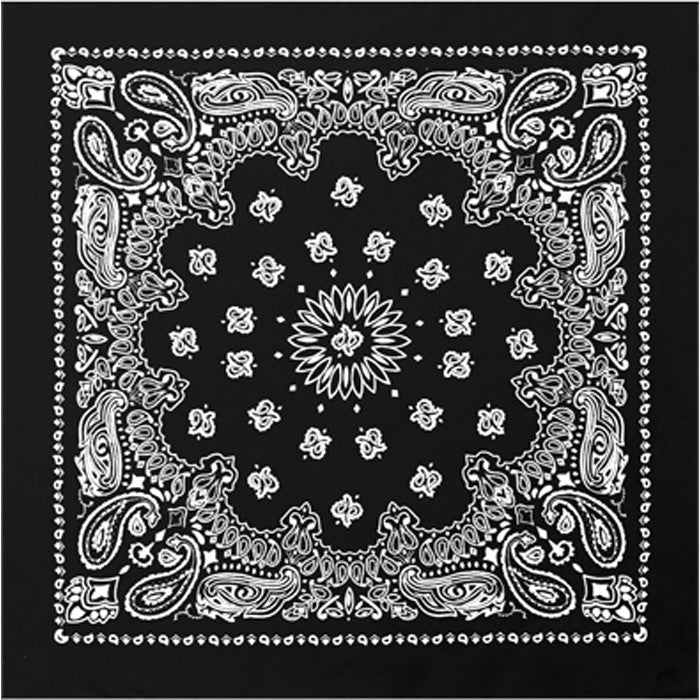 Black & White - Trainmen Paisley Bandana, 100% Cotton, 22" x 22"