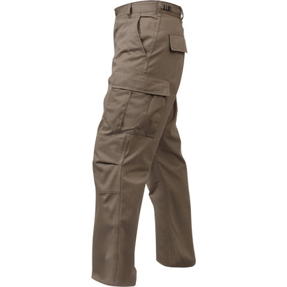 Khaki - Tactical BDU Pants Cargo Fatigues - 100% Cotton Rip-Stop - Button Fly