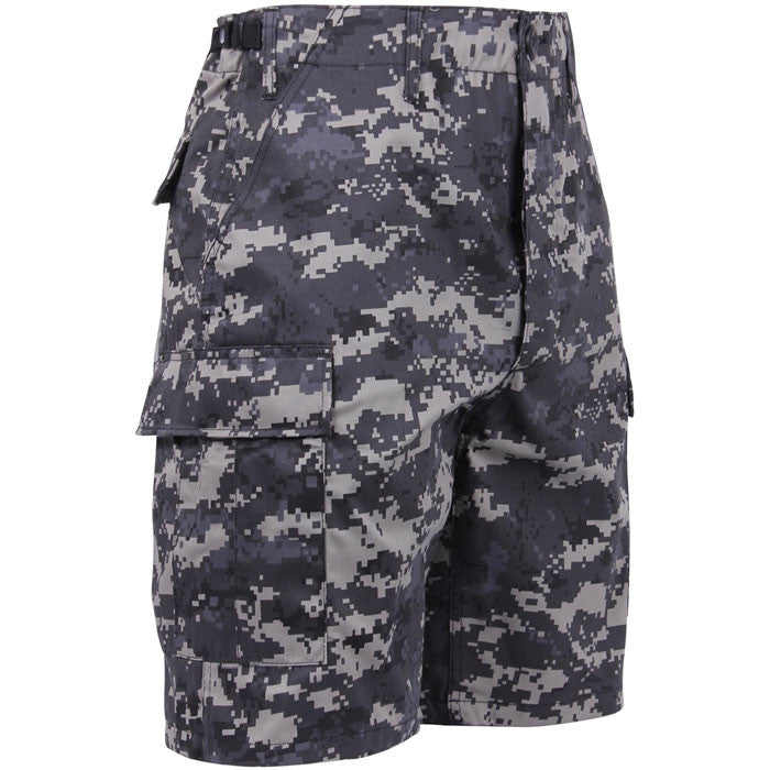 Subdued Urban Digital Camouflage - Tactical Cargo BDU Shorts - Polyester Cotton Twill - Button Fly