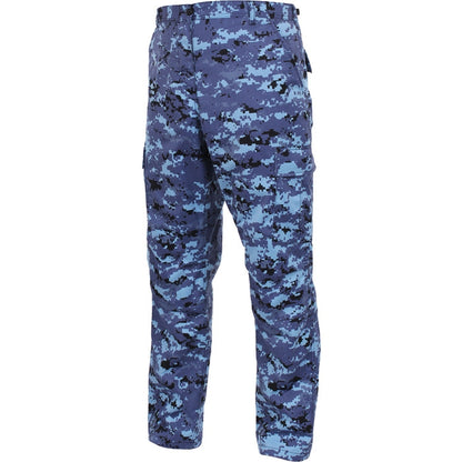 Sky Blue Digital Camouflage - Tactical BDU Pants Cargo Fatigues - Poly/Cotton Twill - Button Fly