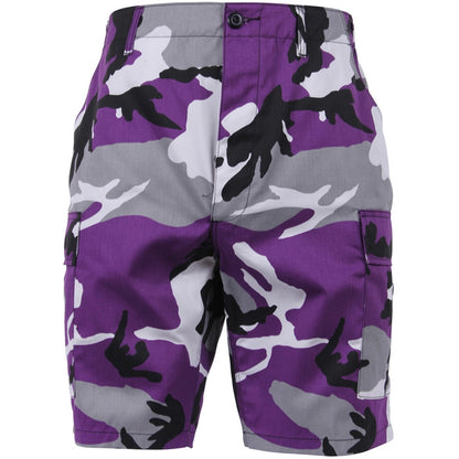 Ultra Violet Camouflage - Tactical Cargo BDU Shorts - Polyester Cotton Twill - Button Fly