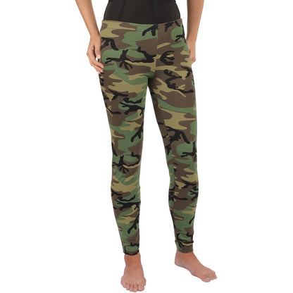 Woodland Camo - Womens Camo Leggings Stretch Army Spandex Thin Workout Pants