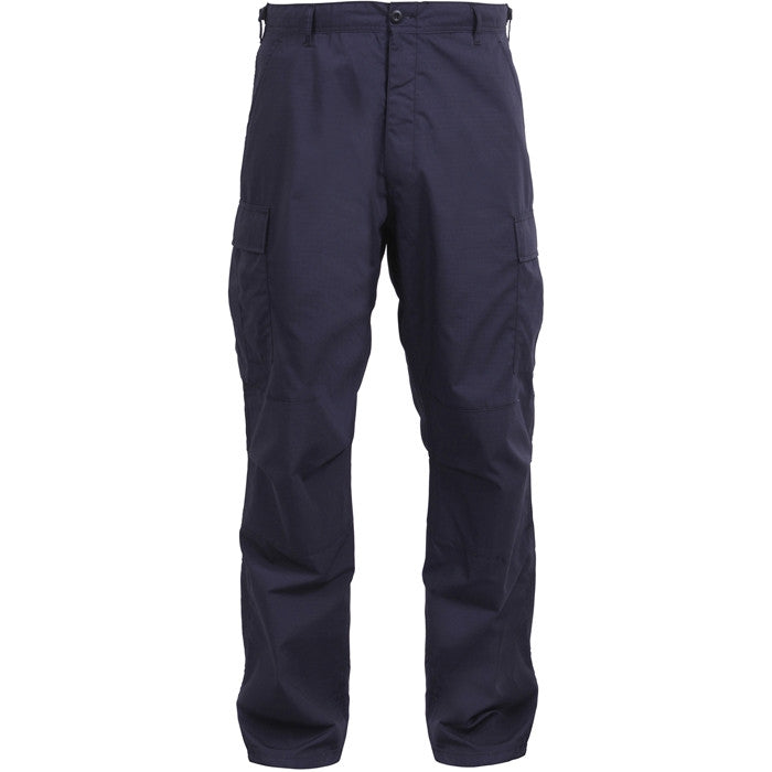 Navy Blue - Tactical BDU Pants Cargo Fatigues - 100% Cotton Rip-Stop - Button Fly