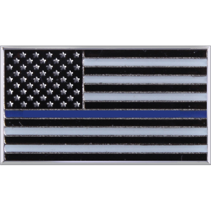 Thin Blue Line "Support the Police" US Flag Pin