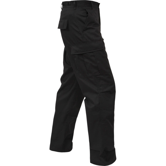 Black - Tactical BDU Pants Cargo Fatigues - Poly/Cotton - Zipper Fly - Relaxed Fit