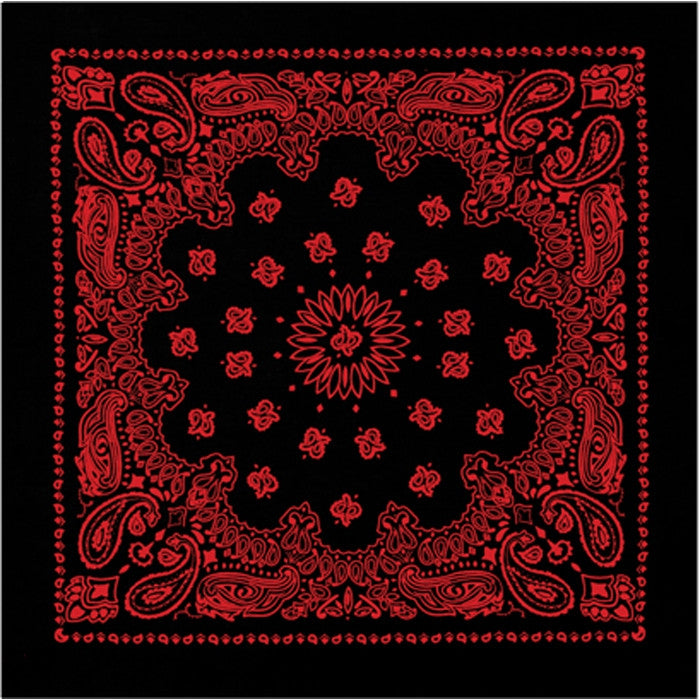 Black & Red - Trainmen Paisley Bandana, 100% Cotton, 22" x 22"
