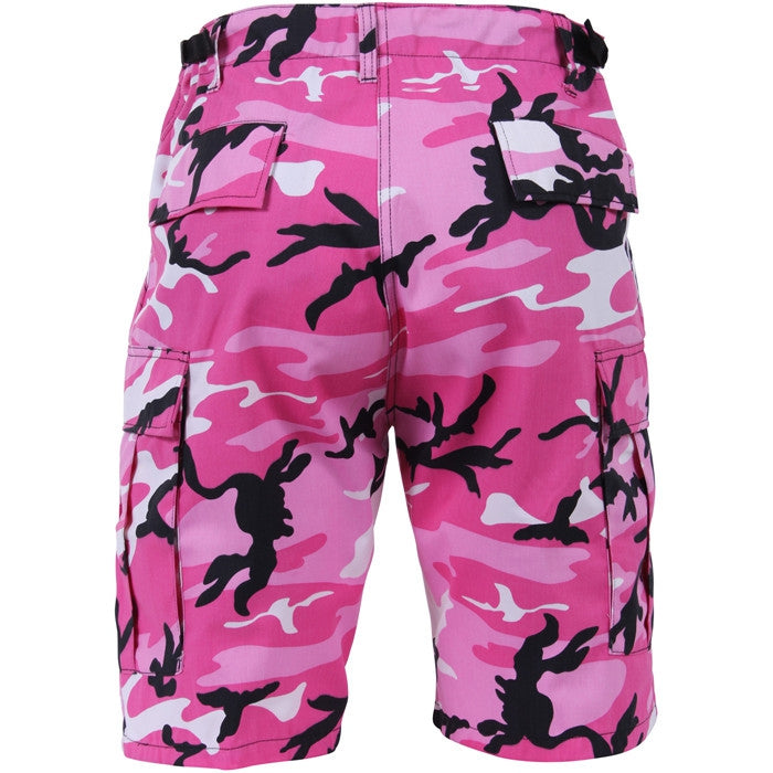 Pink Camouflage - Tactical Cargo BDU Shorts - Polyester Cotton Twill - Button Fly