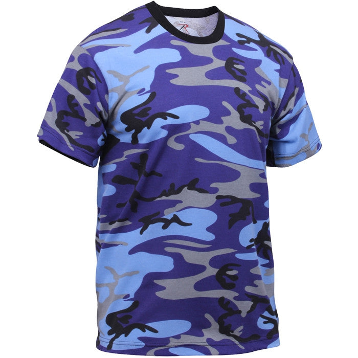 Electric Blue Camo - Tactical Short Sleeve T-Shirt, Poly/Cotton