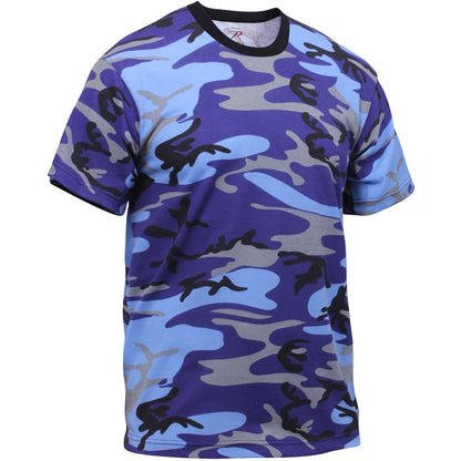 Electric Blue Camo - Tactical Short Sleeve T-Shirt, Poly/Cotton