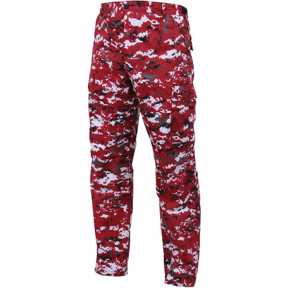 Red Digital Camouflage - Tactical BDU Pants Cargo Fatigues - Poly/Cotton Twill - Button Fly