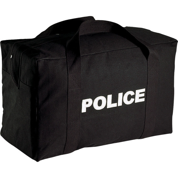 Black - POLICE Large Equipment Gear Parachute Cargo Carry Bag - Cotton Canvas
