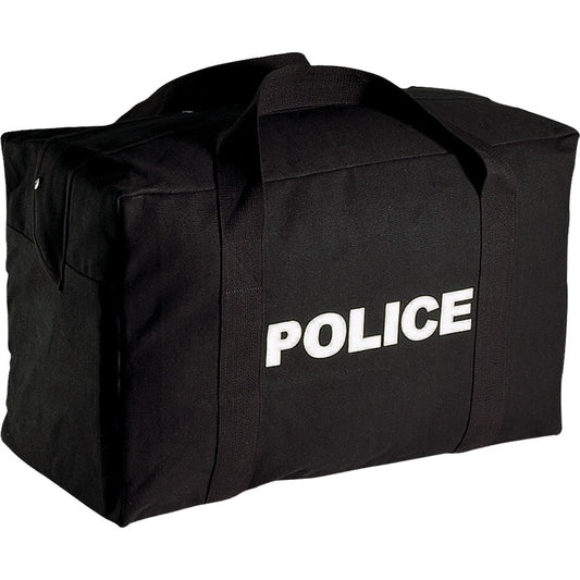 Black - POLICE Large Equipment Gear Parachute Cargo Carry Bag - Cotton Canvas