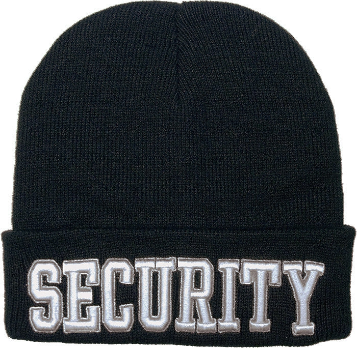 Black - Deluxe SECURITY Embroidered Watch Cap Winter Beanie for Law Enforcement Officers, Acrylic