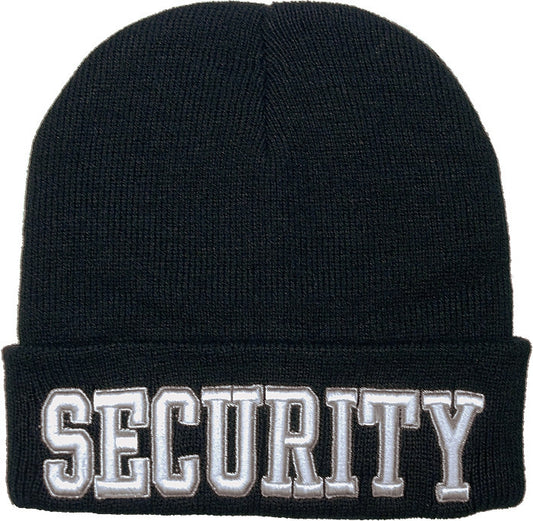 Black - Deluxe SECURITY Embroidered Watch Cap Winter Beanie for Law Enforcement Officers, Acrylic