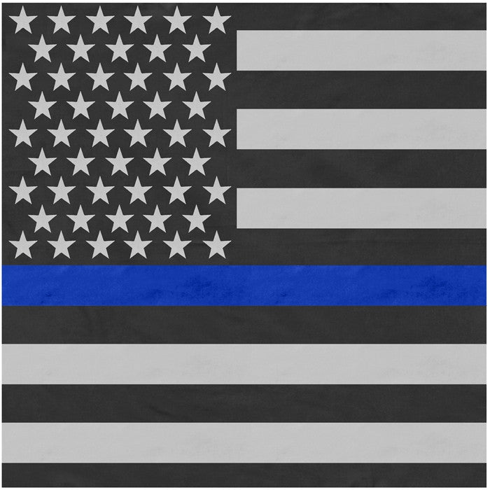 Subdued US Flag with Blue Line 22 in. x 22 in. Cotton Bandana - Support the Police