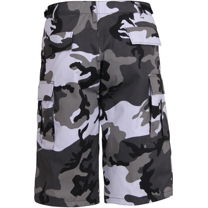 City Camo - Tactical Cargo Extra Long BDU Shorts - Polyester Cotton Twill - Zipper Fly