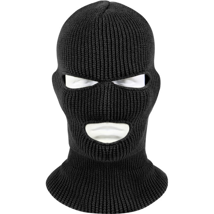 Black - 3-Hole Face Mask - USA Made