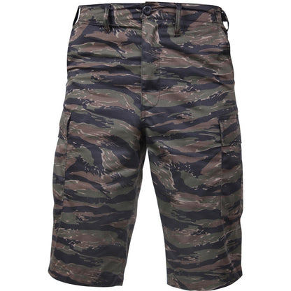 Tiger Stripe Camouflage - Tactical Cargo Extra Long BDU Shorts - Polyester Cotton Twill - Zipper Fly
